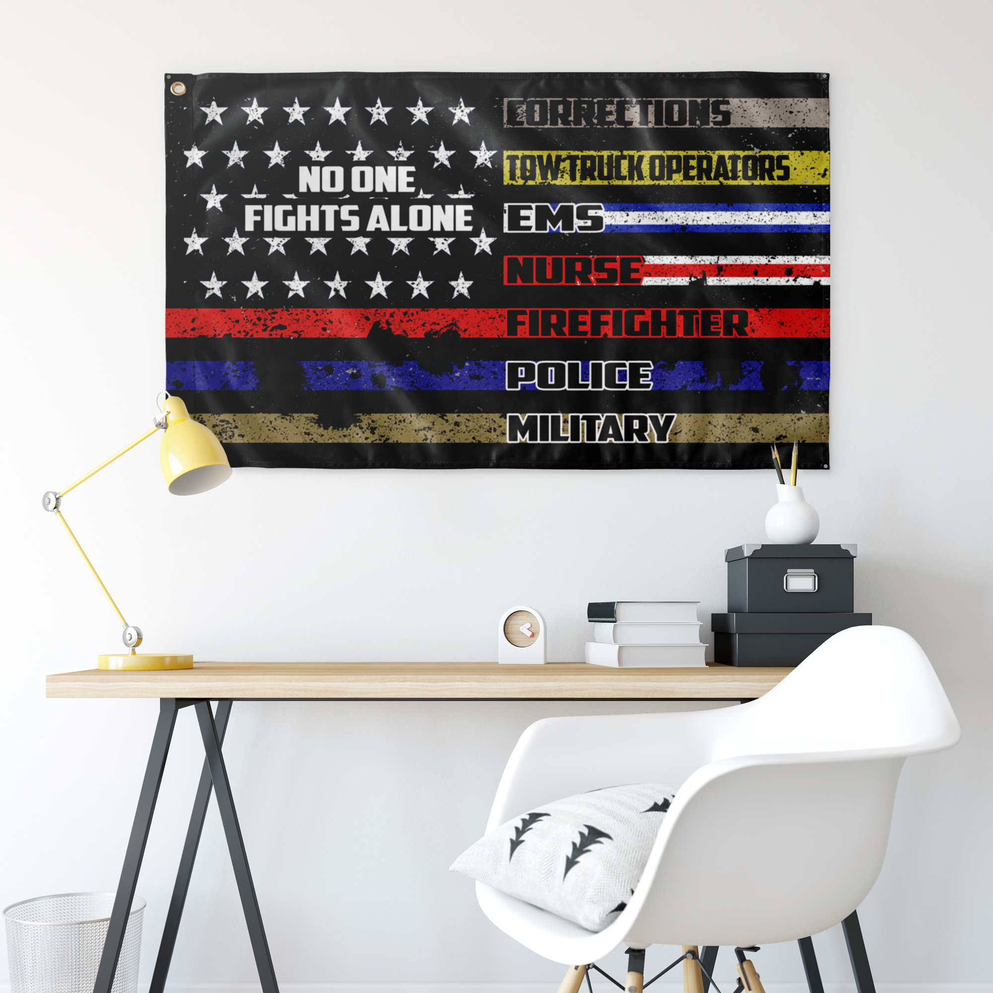 No One Fights Alone American Flag – Tribute to All Who Serve – Double Sided
