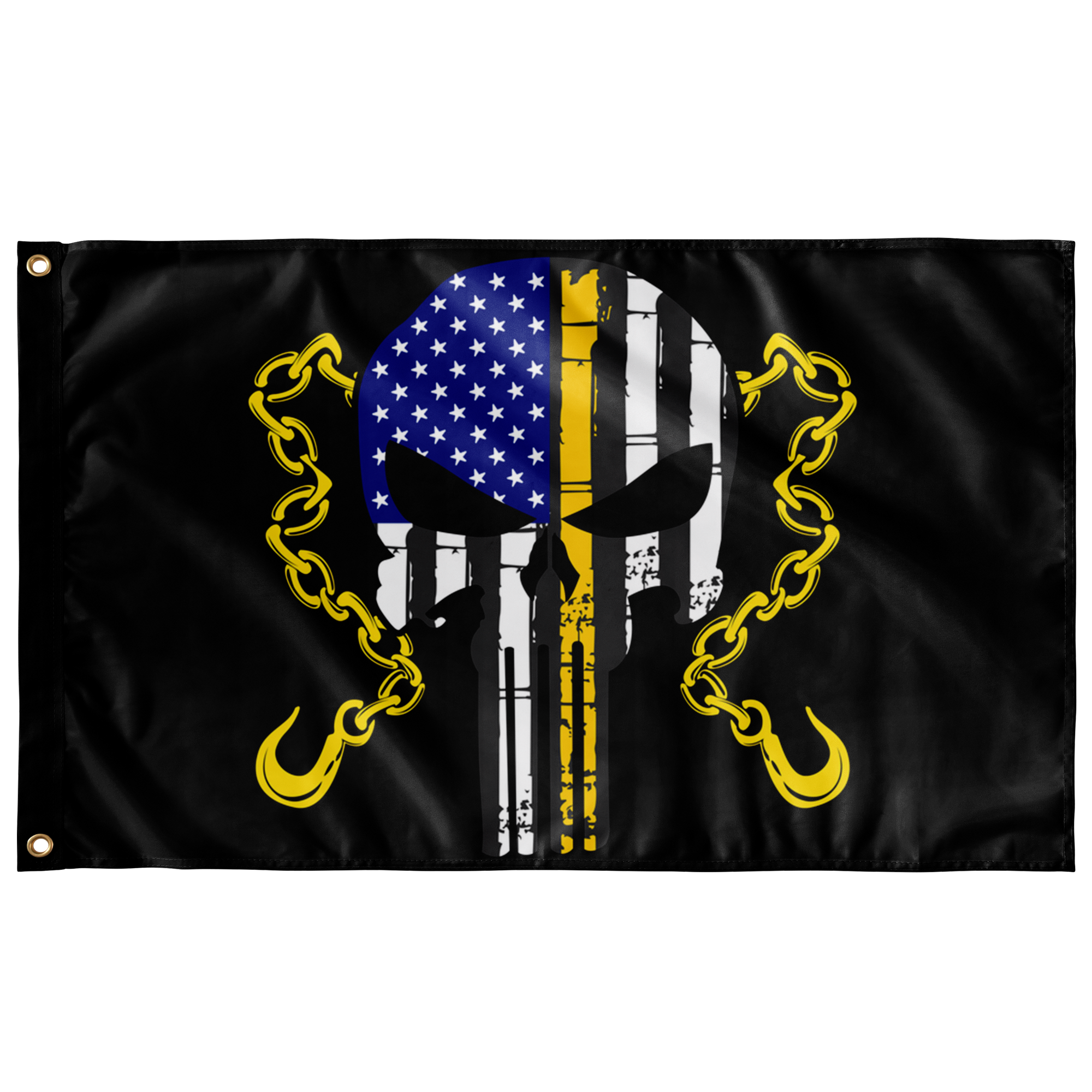 Hook & Chain Skull Flag – Tow Life USA Design – Double Sided Print