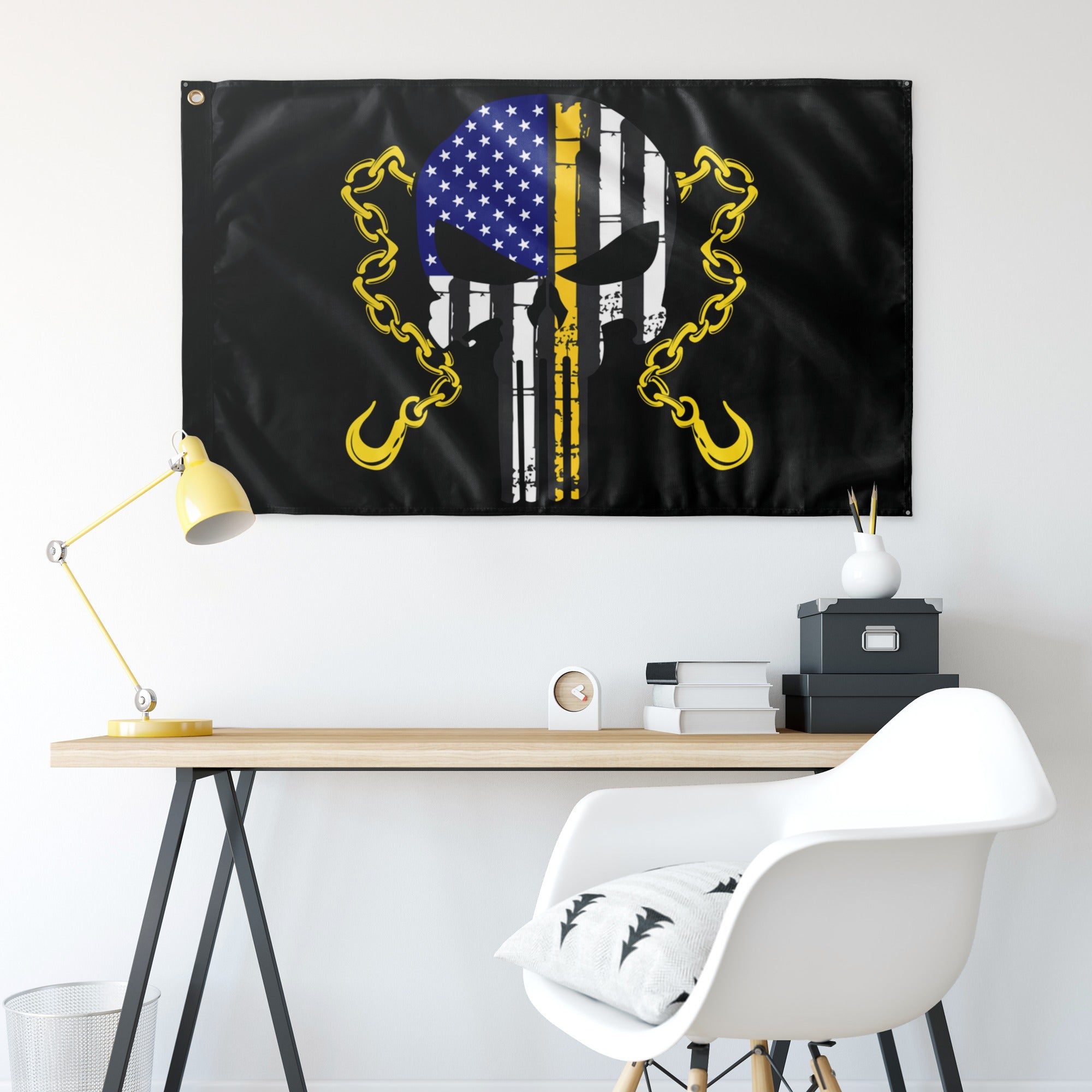 Hook & Chain Skull Flag – Tow Life USA Design – Double Sided Print