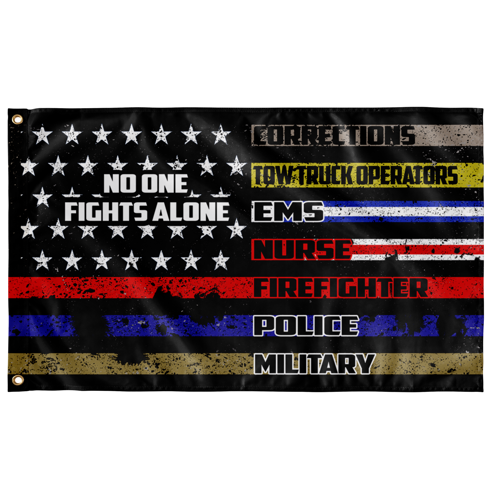 No One Fights Alone American Flag – Tribute to All Who Serve – Double Sided
