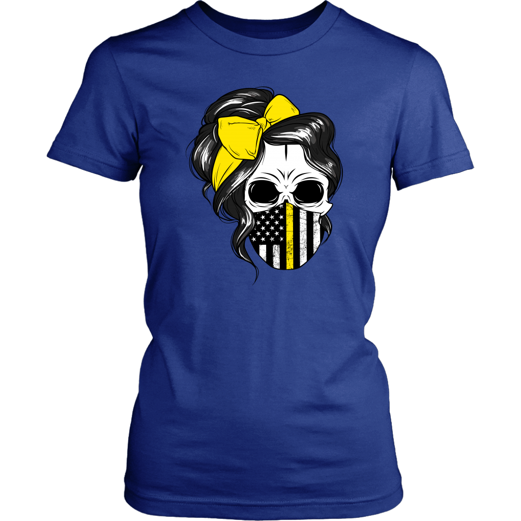 Skull with Messy Bun and Dispatch Mask Shirt