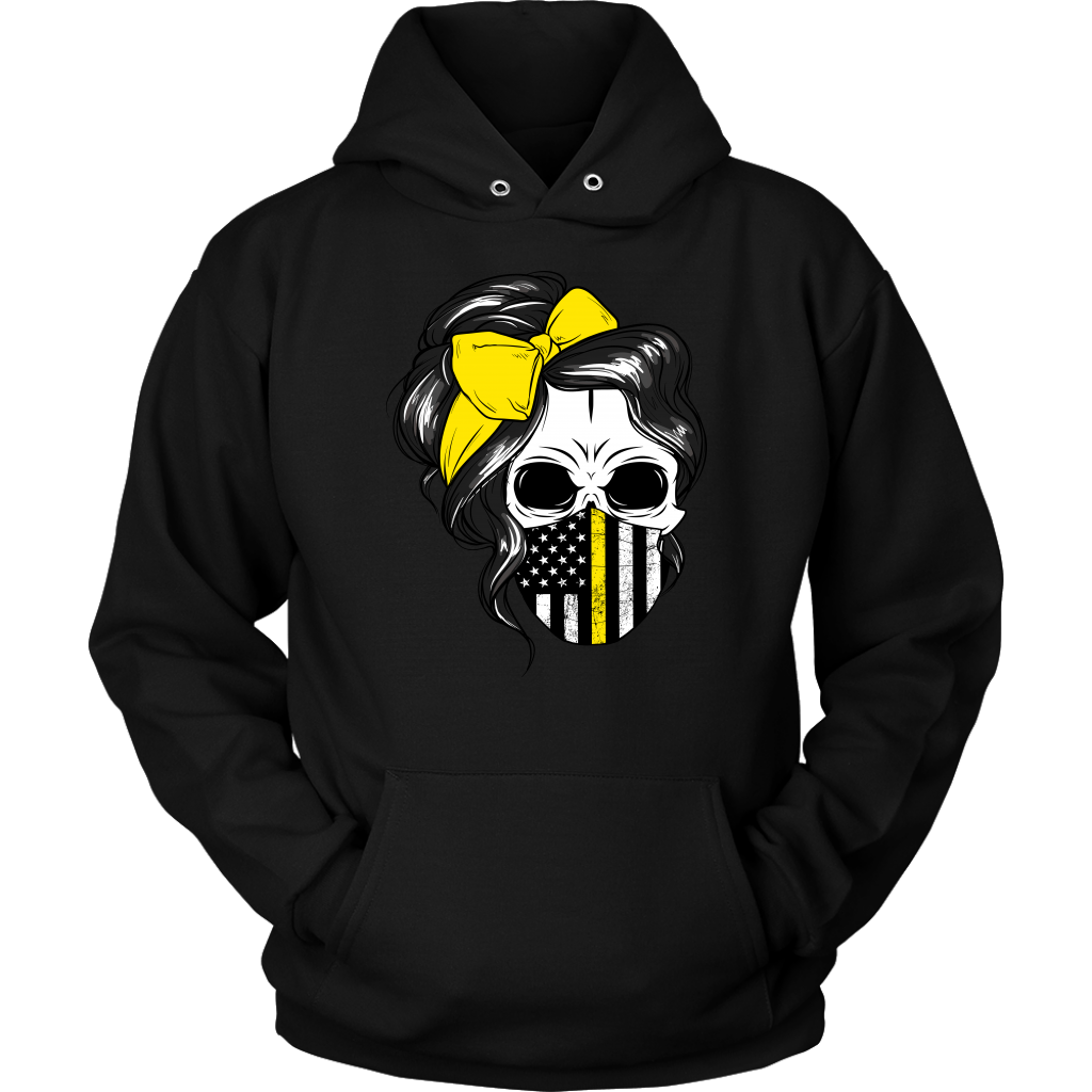 Skull with Messy Bun and Dispatch Mask Shirt