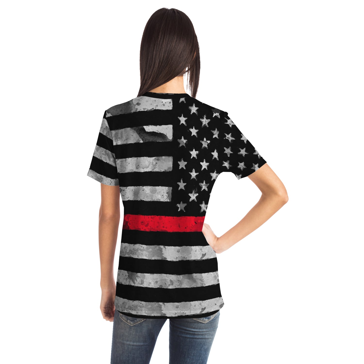 Then Red Line All Over Print Shirt