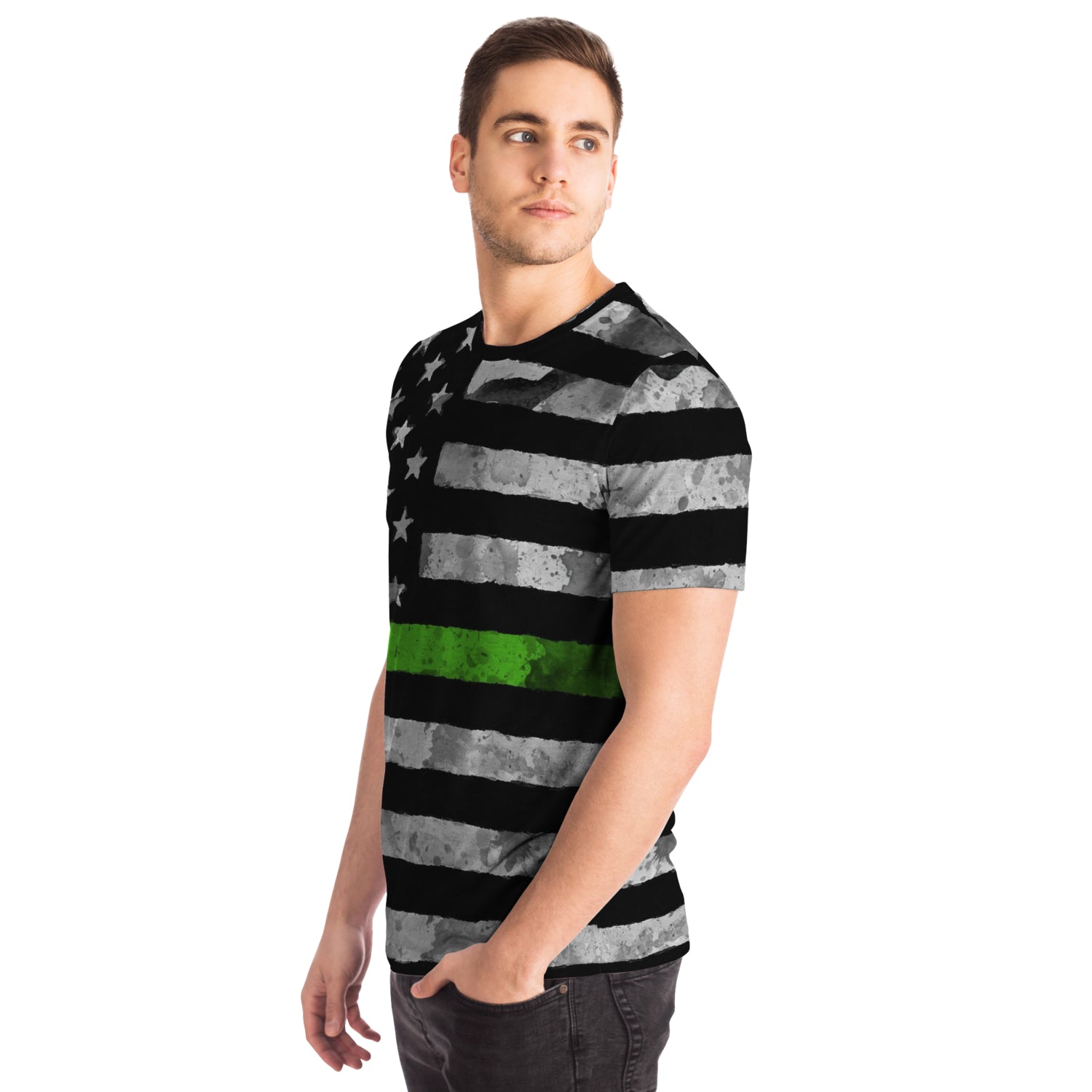 Then Green Line All Over Print Shirt