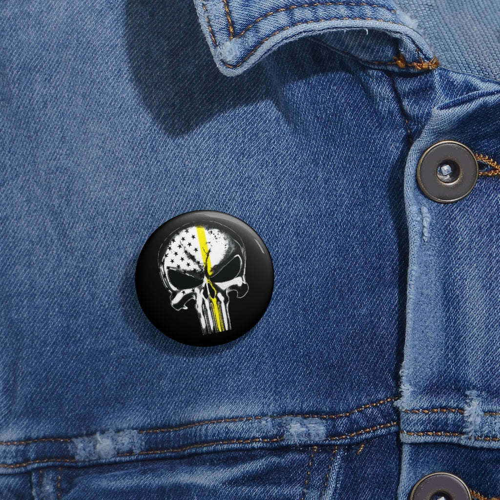 Thin Yellow Line Skull Pin Buttons