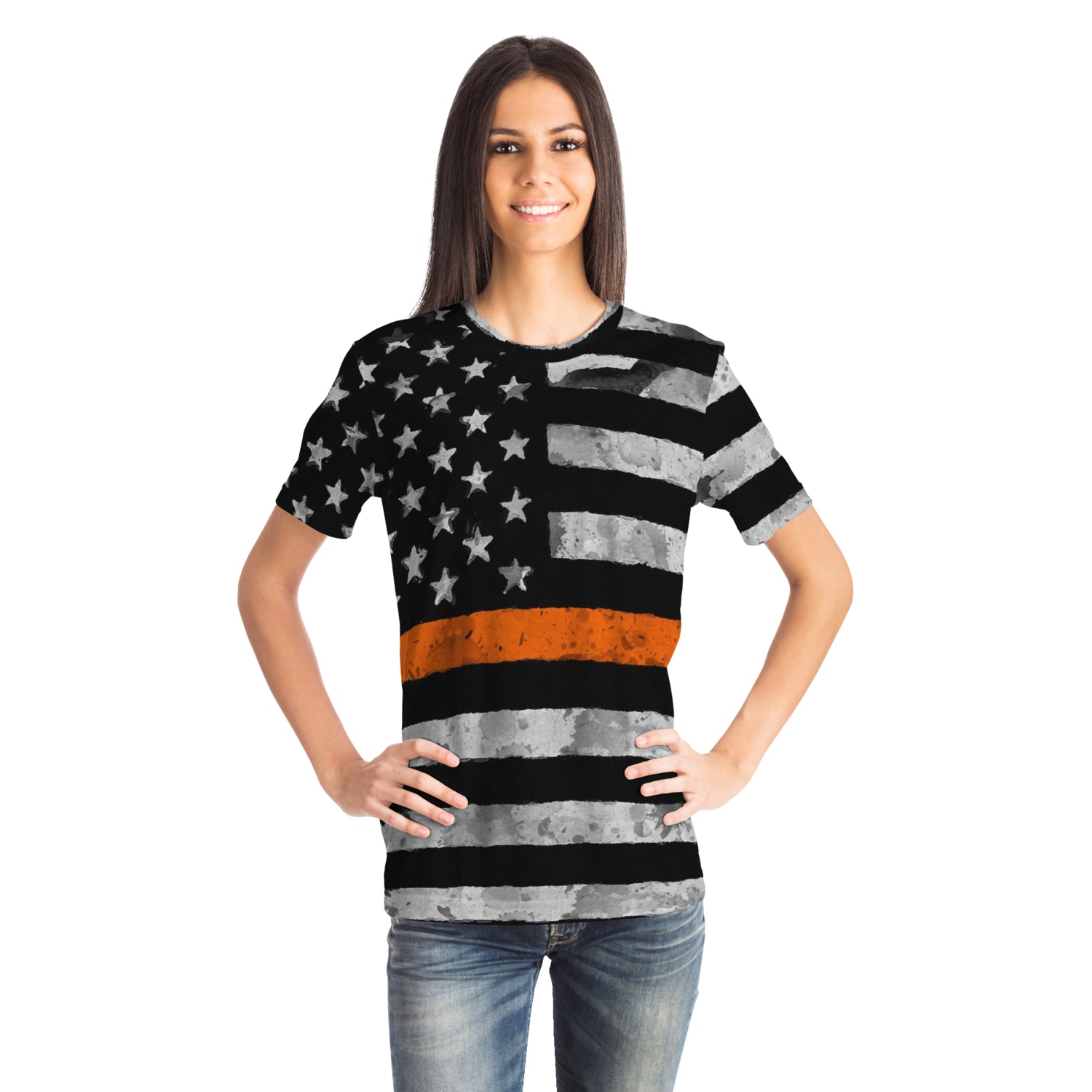 Then Orange Line All Over Print Shirt