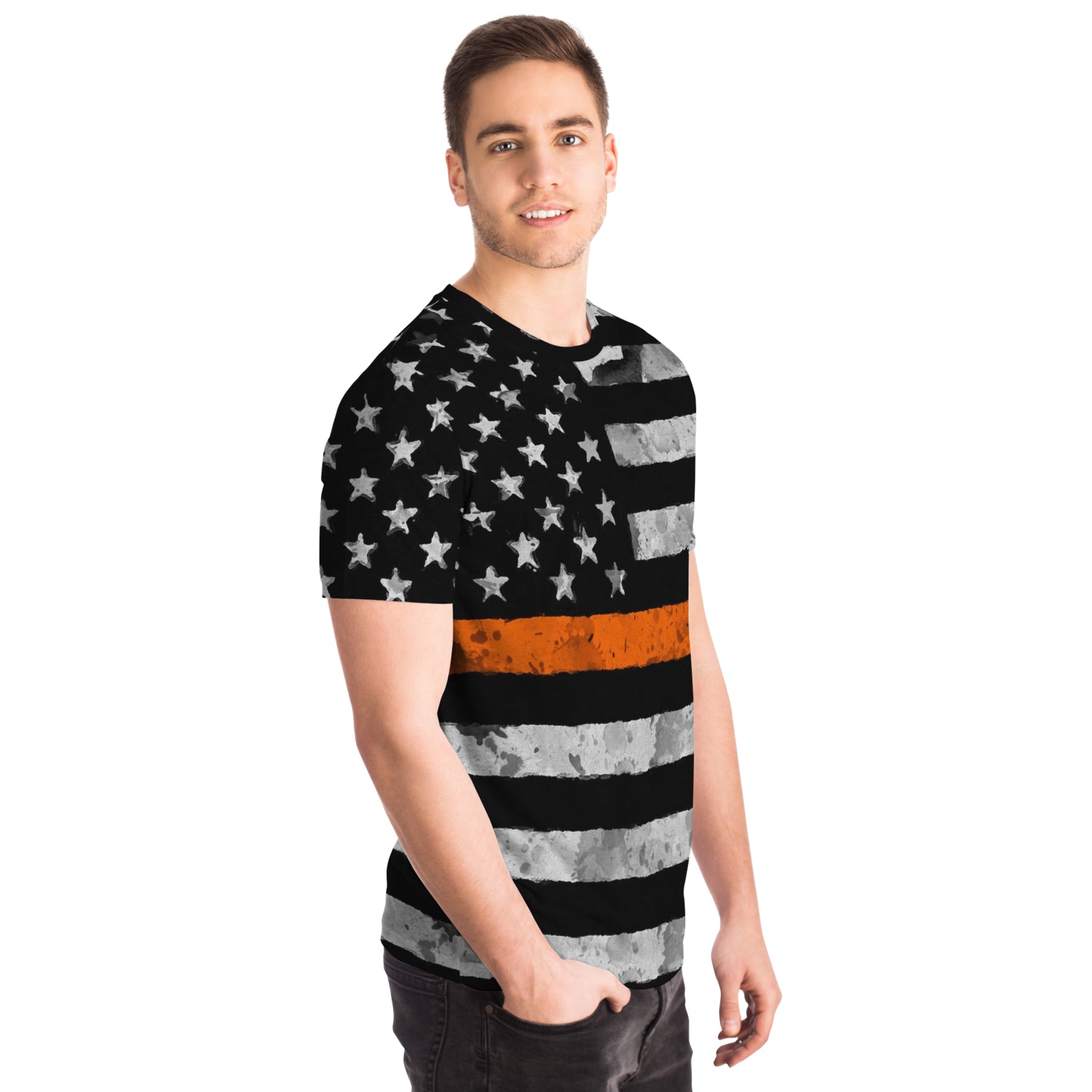 Then Orange Line All Over Print Shirt