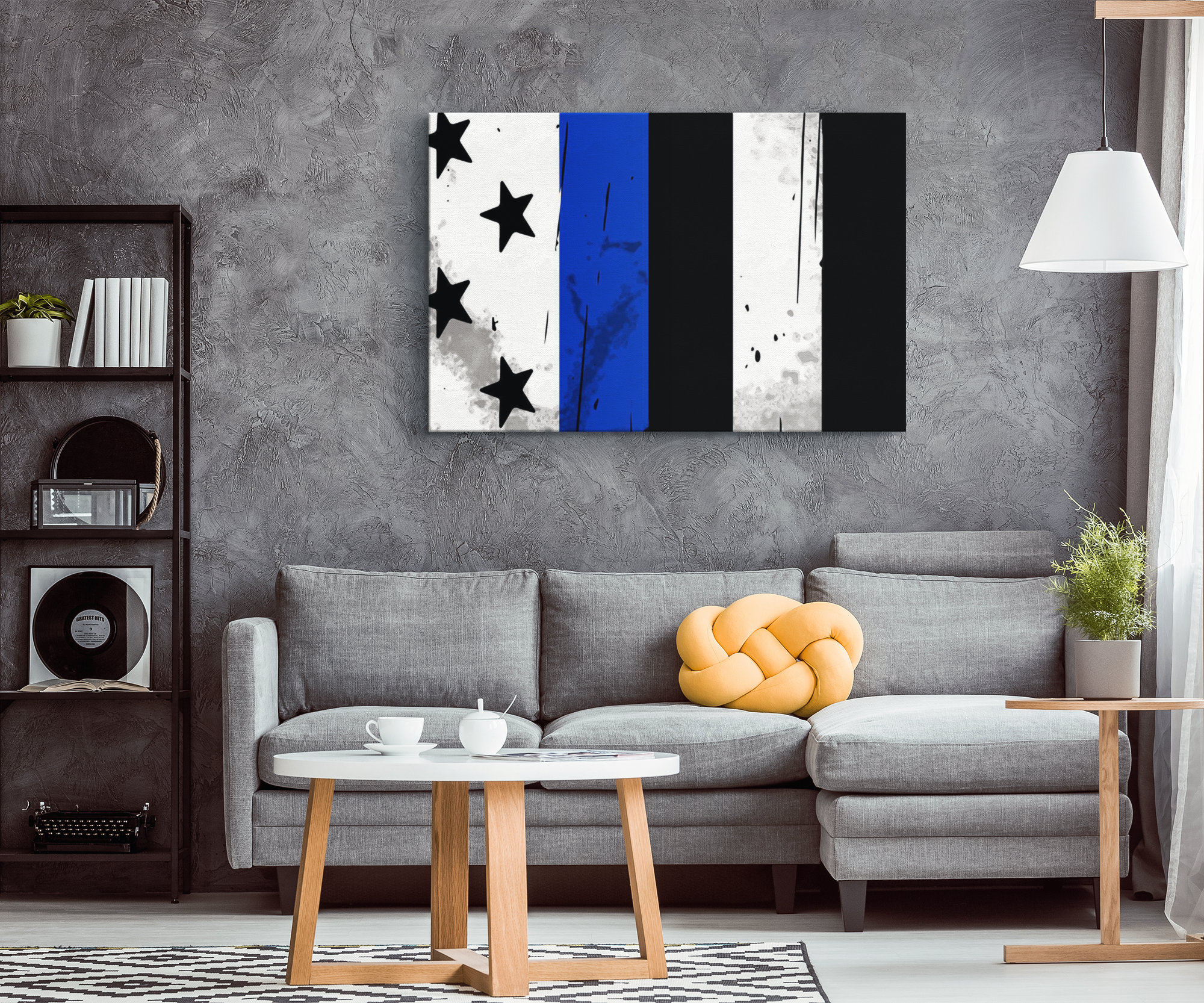 Thin Blue Line Canvas Wall Art