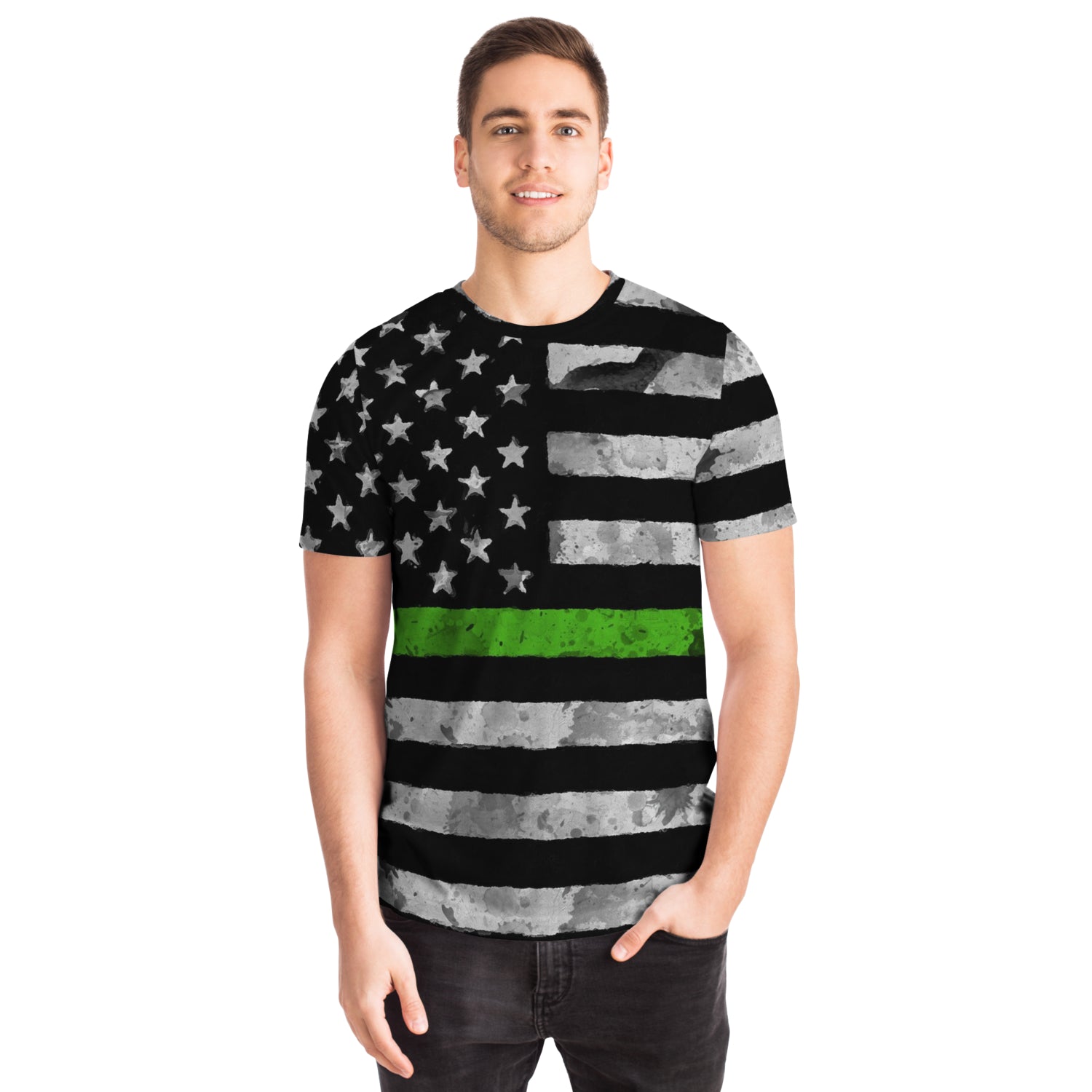 Then Green Line All Over Print Shirt