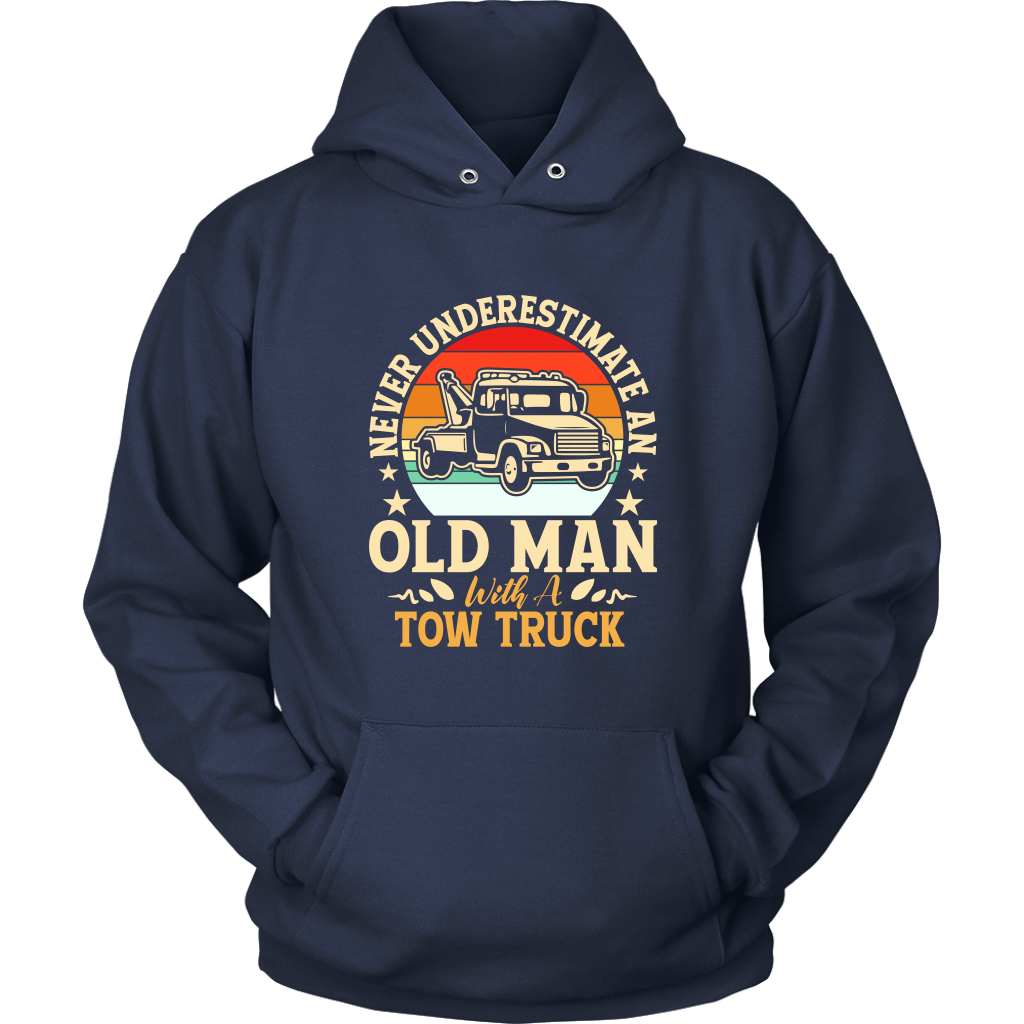 Never Understimate An Old Man With A Tow Truck Shirt