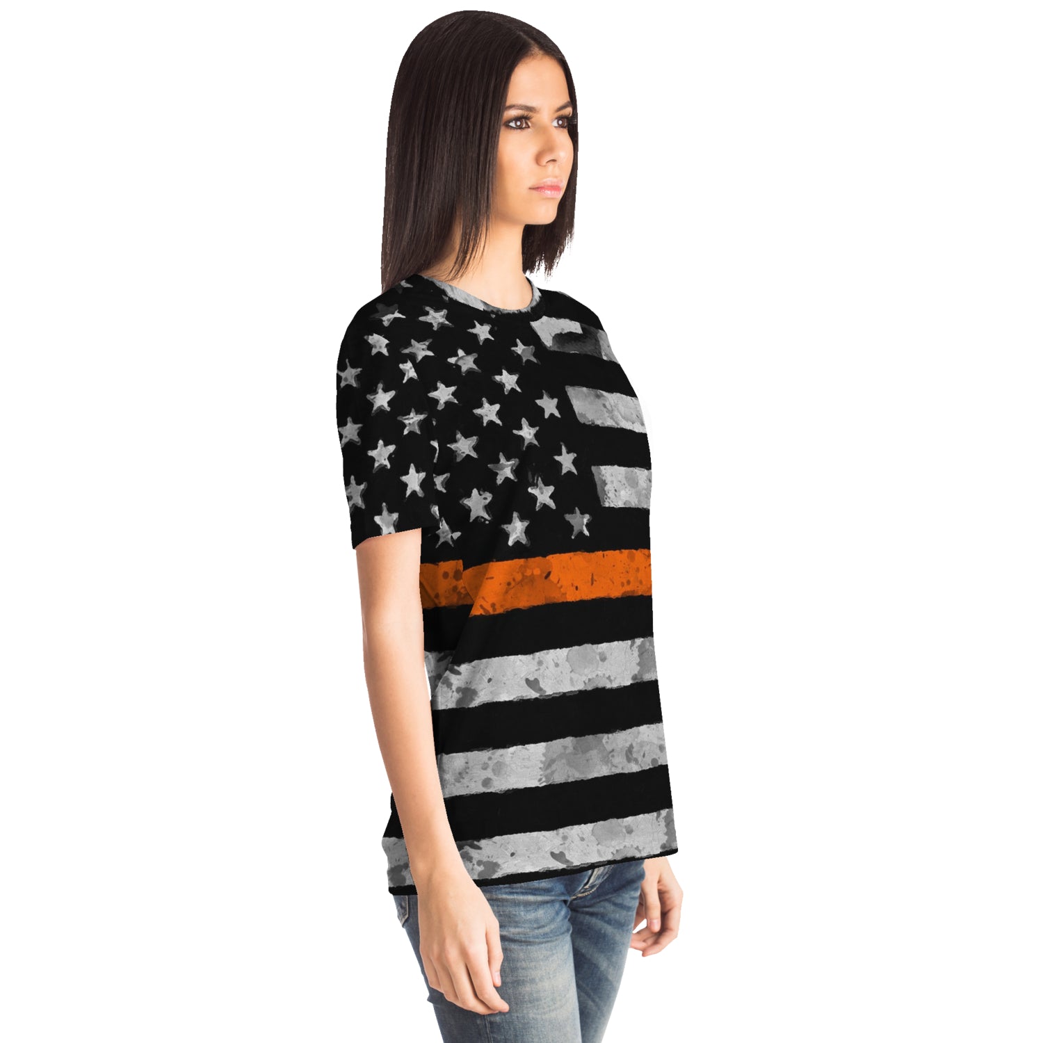 Then Orange Line All Over Print Shirt
