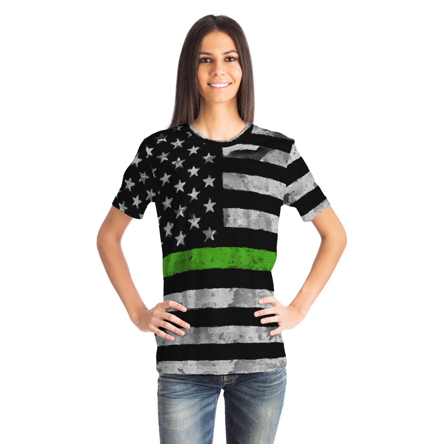 Then Green Line All Over Print Shirt