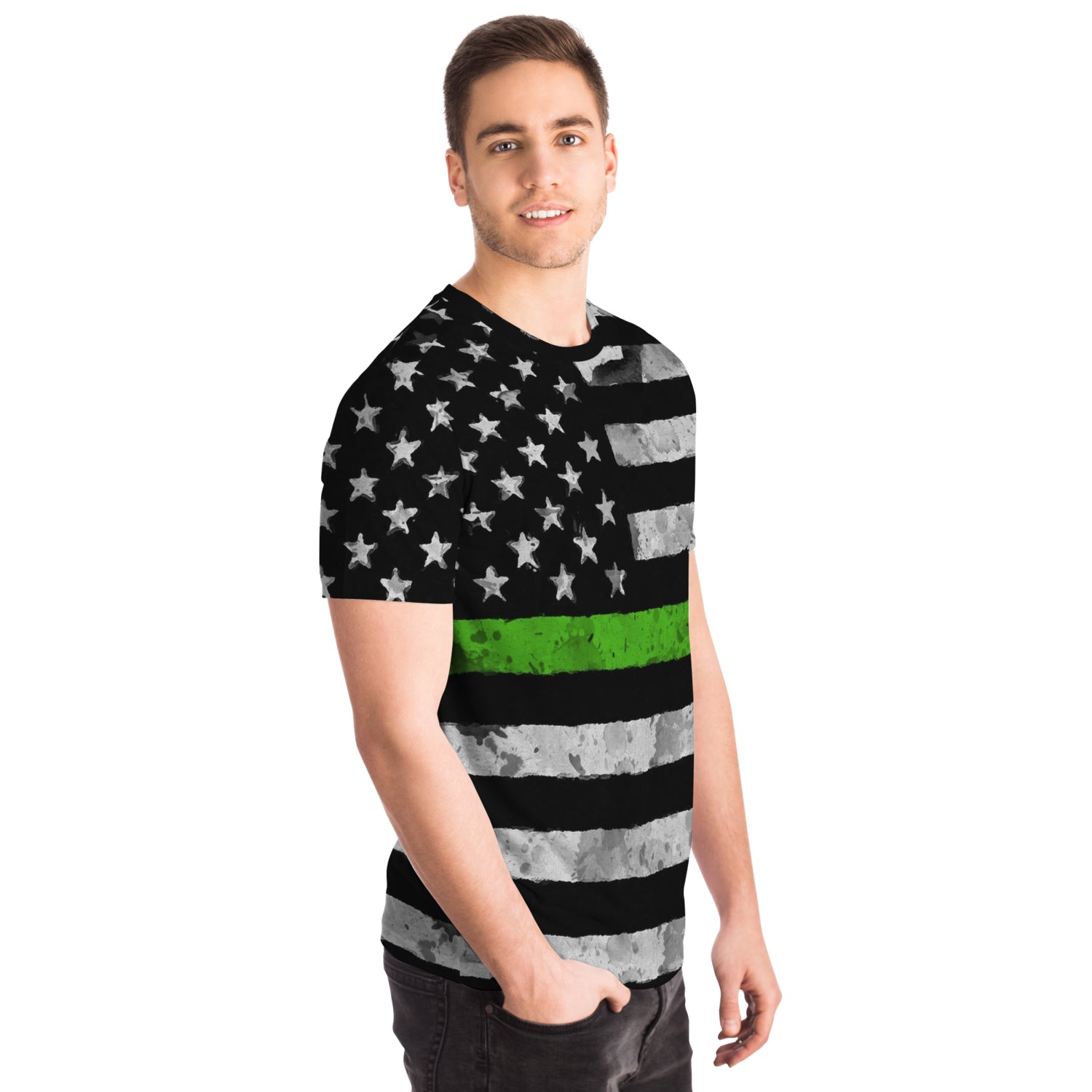 Then Green Line All Over Print Shirt