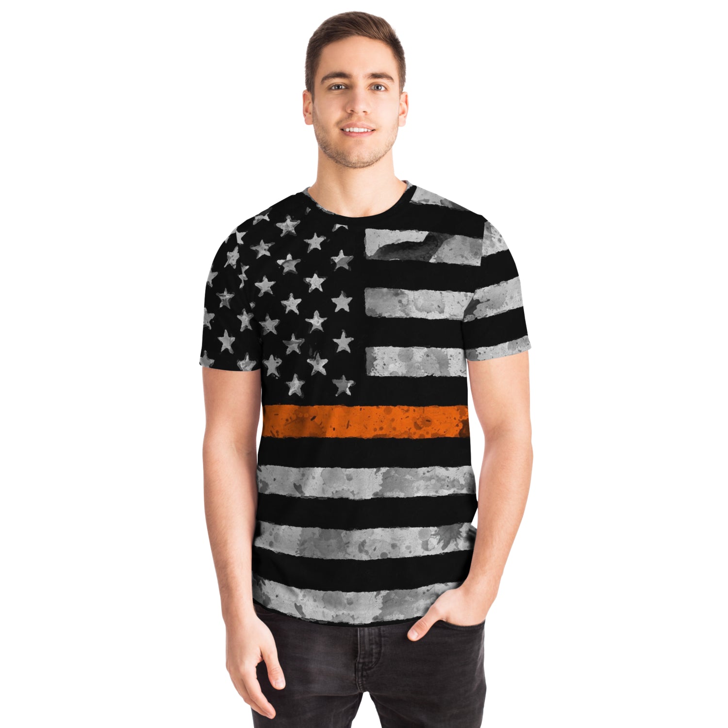 Then Orange Line All Over Print Shirt
