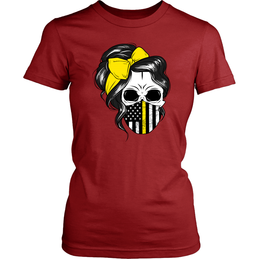 Skull with Messy Bun and Dispatch Mask Shirt