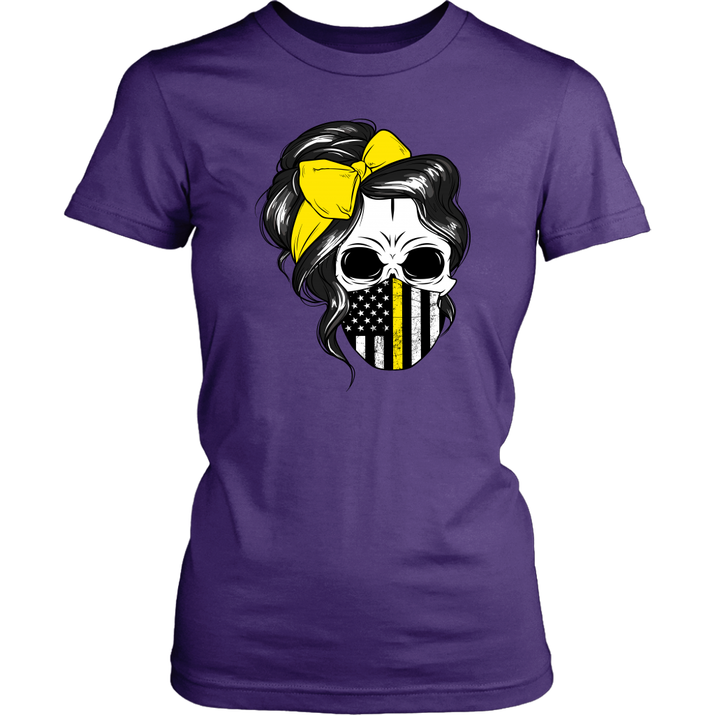 Skull with Messy Bun and Dispatch Mask Shirt