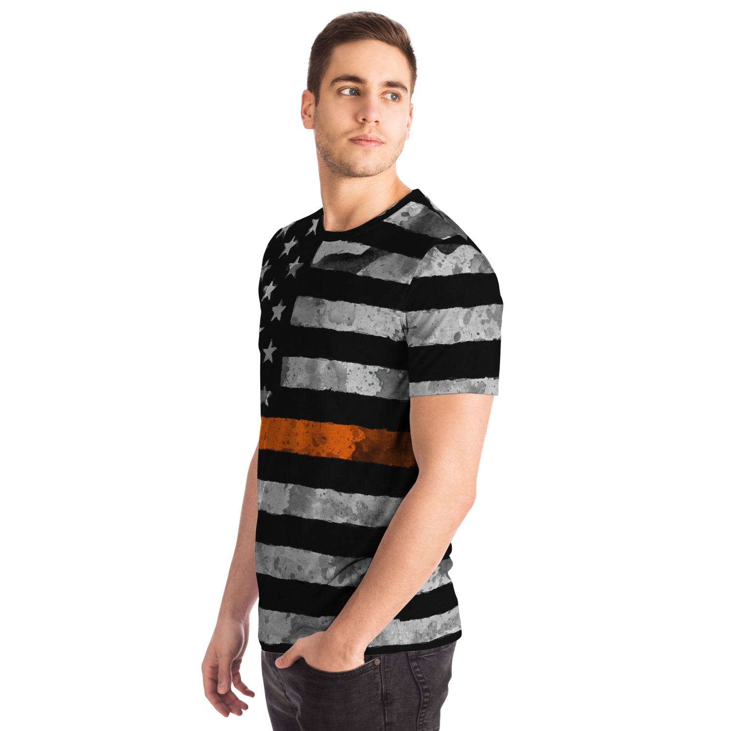 Then Orange Line All Over Print Shirt