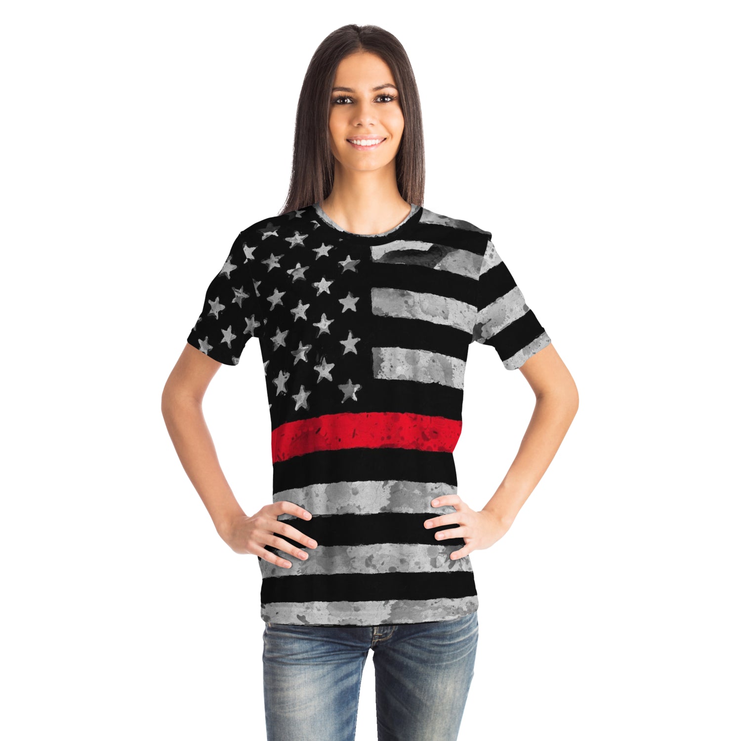 Then Red Line All Over Print Shirt