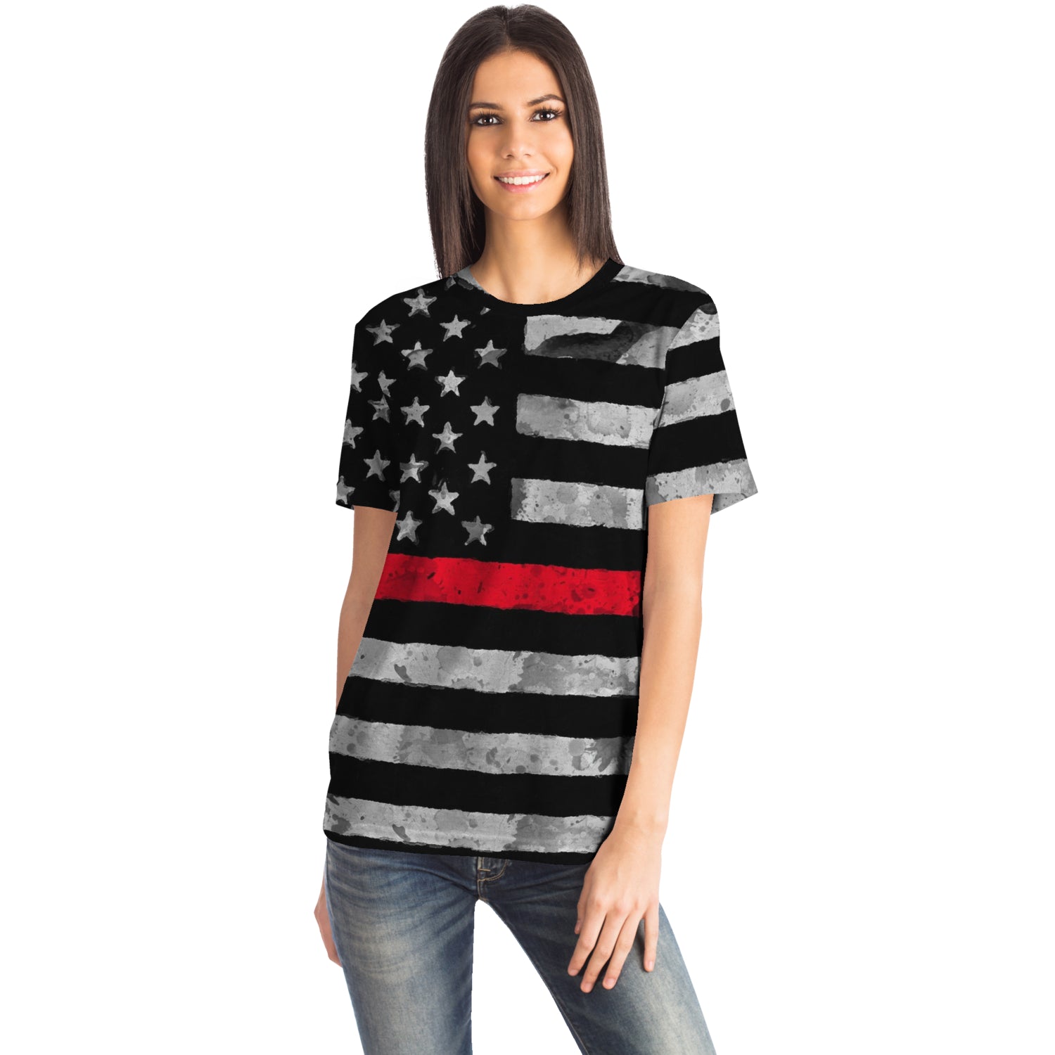 Then Red Line All Over Print Shirt