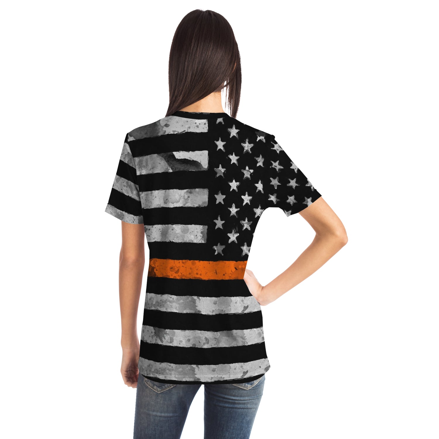 Then Orange Line All Over Print Shirt