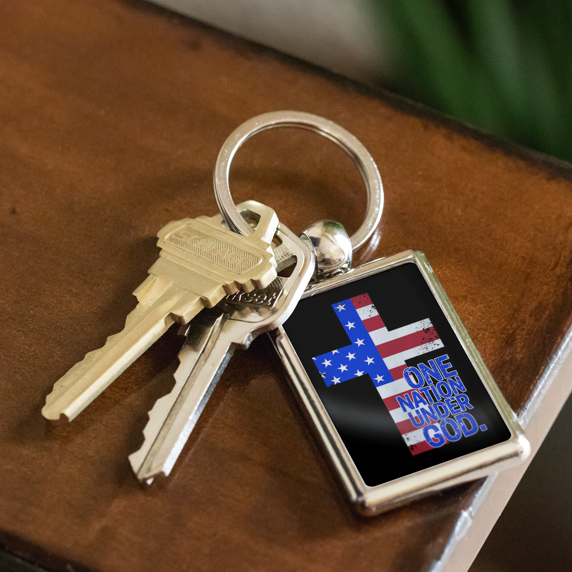 One Nation Under God Keychain