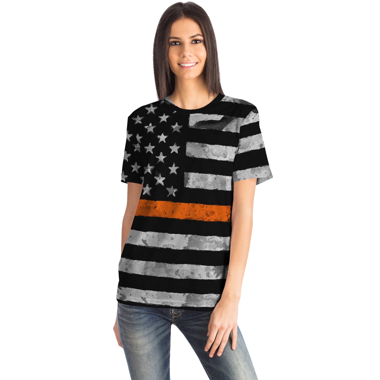Then Orange Line All Over Print Shirt
