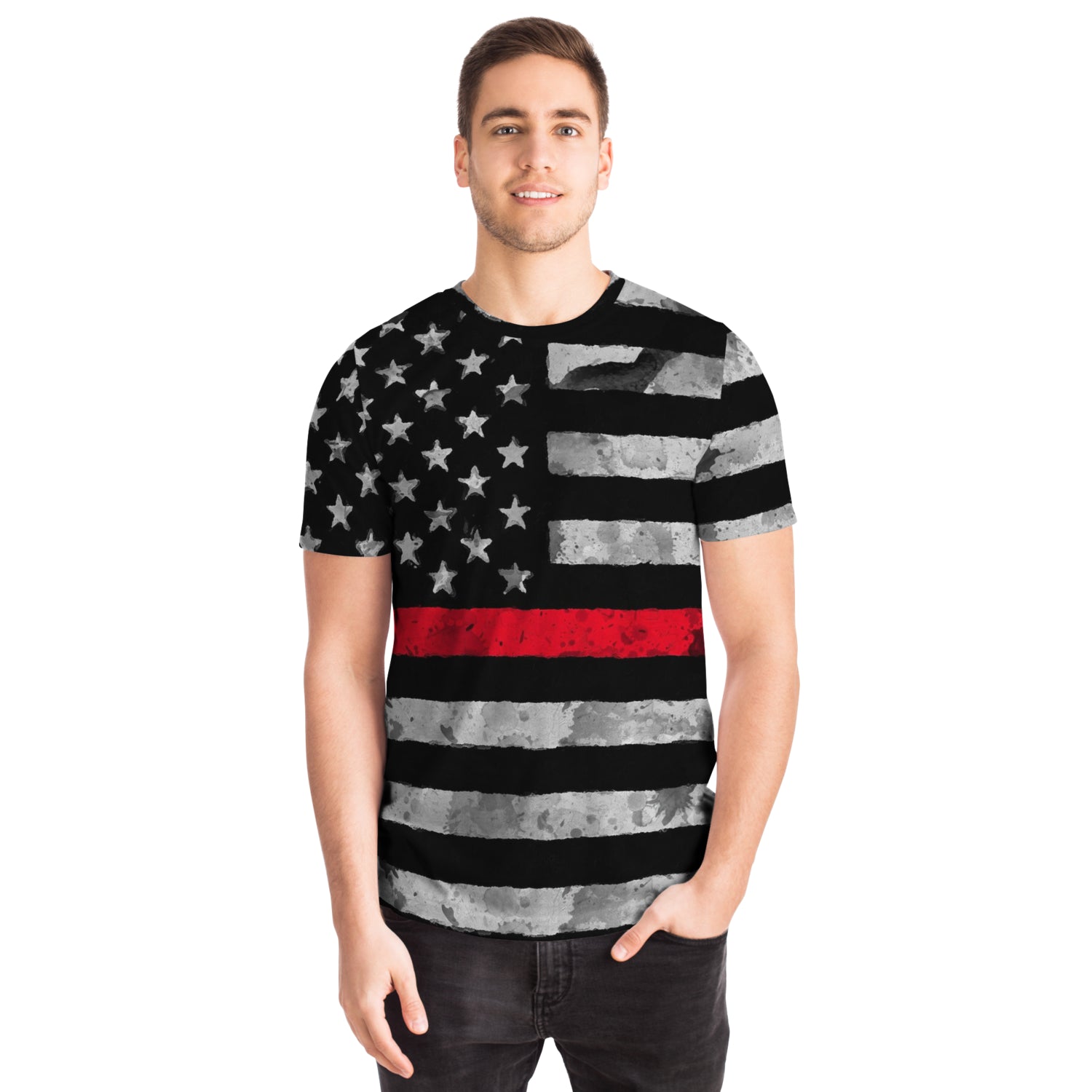 Then Red Line All Over Print Shirt
