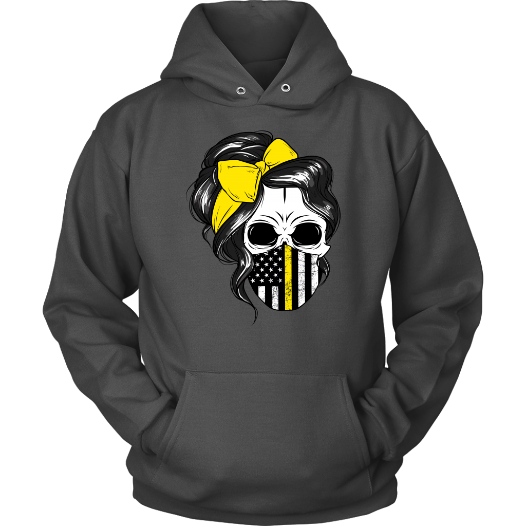 Skull with Messy Bun and Dispatch Mask Shirt