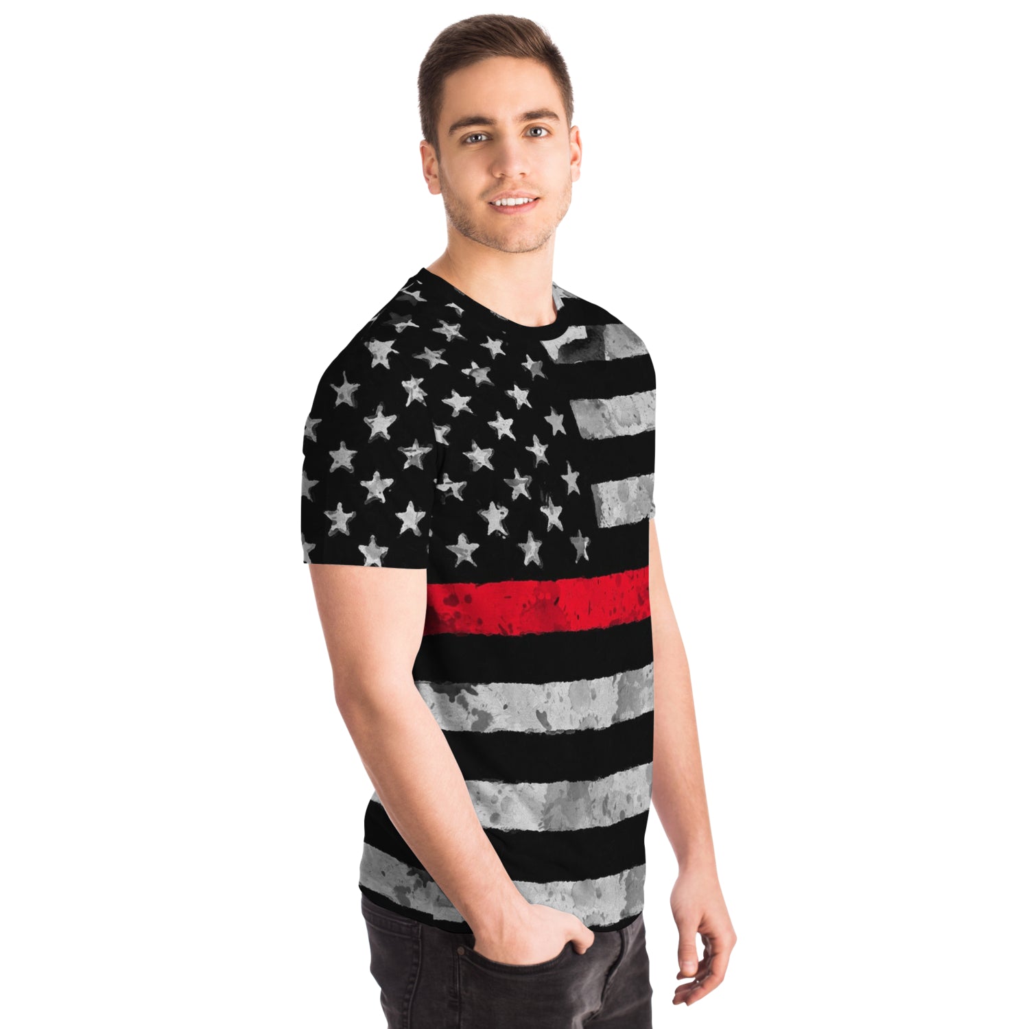Then Red Line All Over Print Shirt
