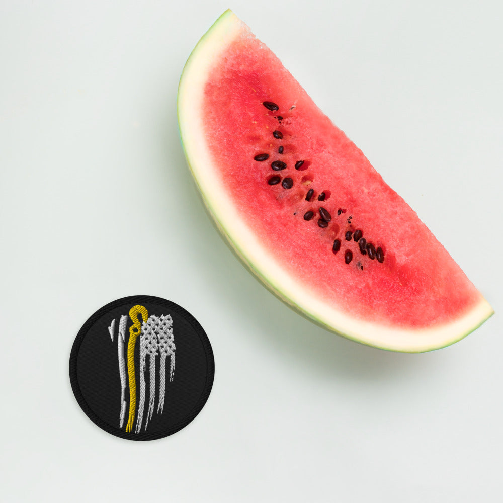 Thin Yellow Line J Hook Embroidered patches