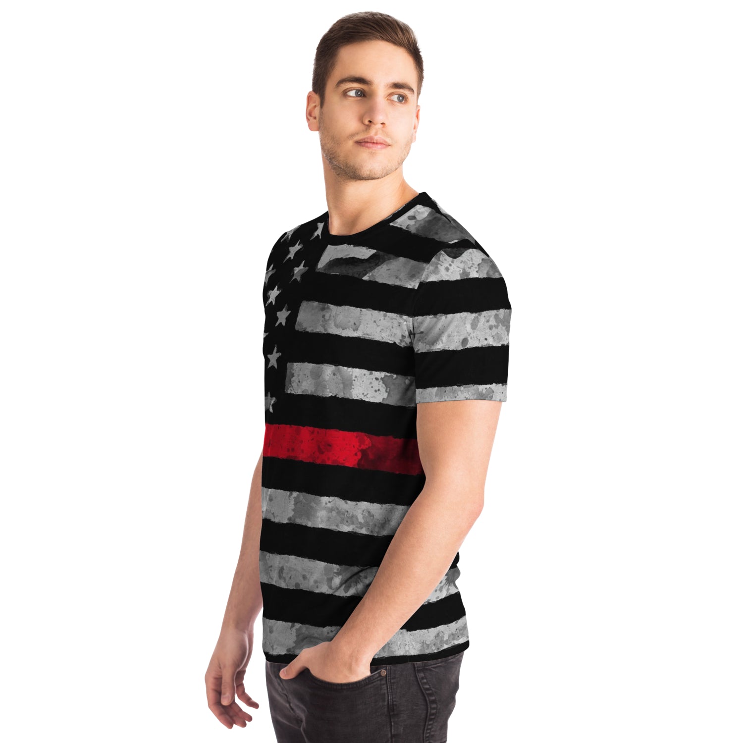Then Red Line All Over Print Shirt