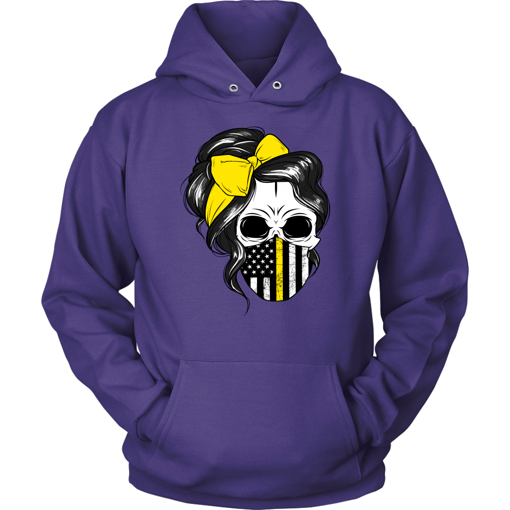 Skull with Messy Bun and Dispatch Mask Shirt