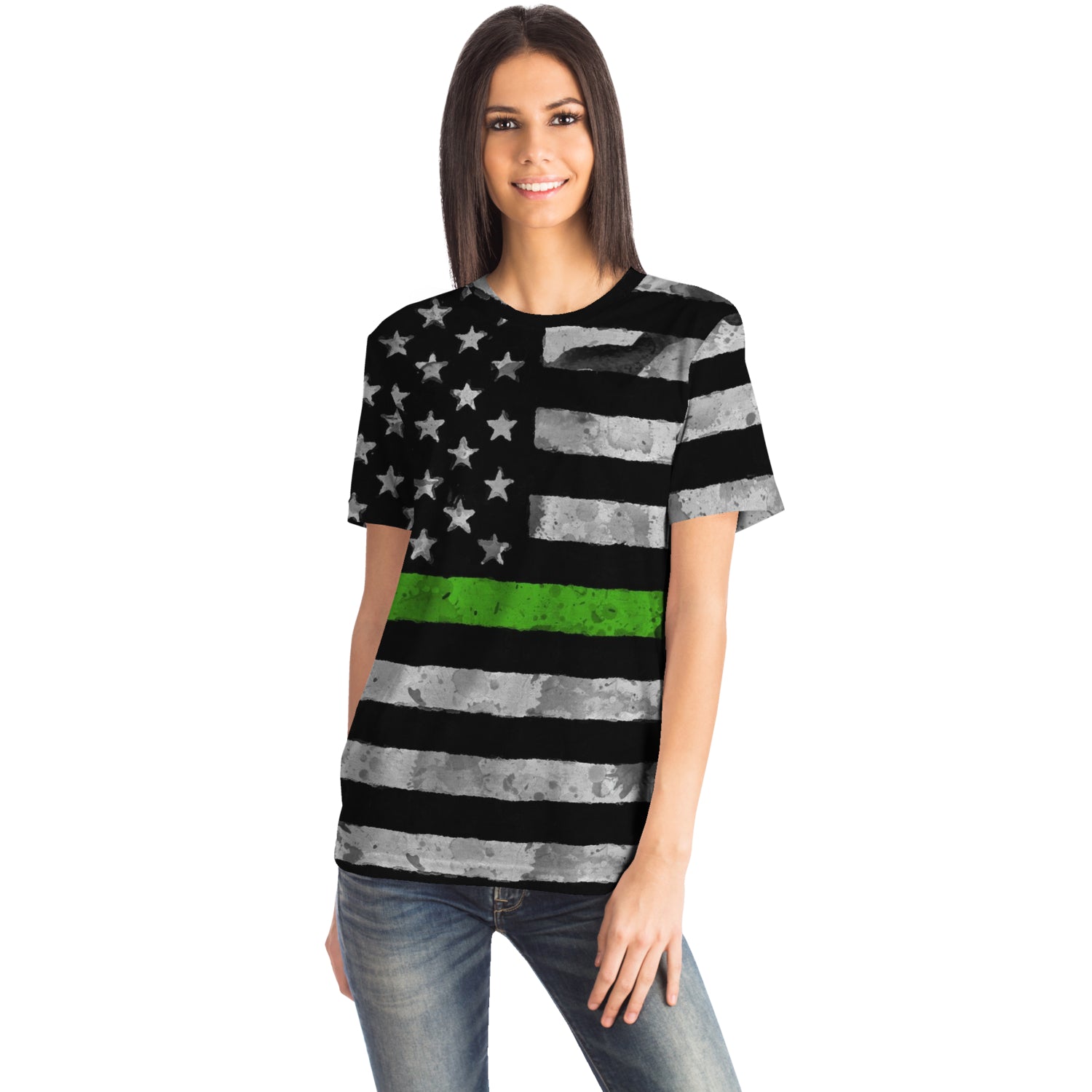 Then Green Line All Over Print Shirt