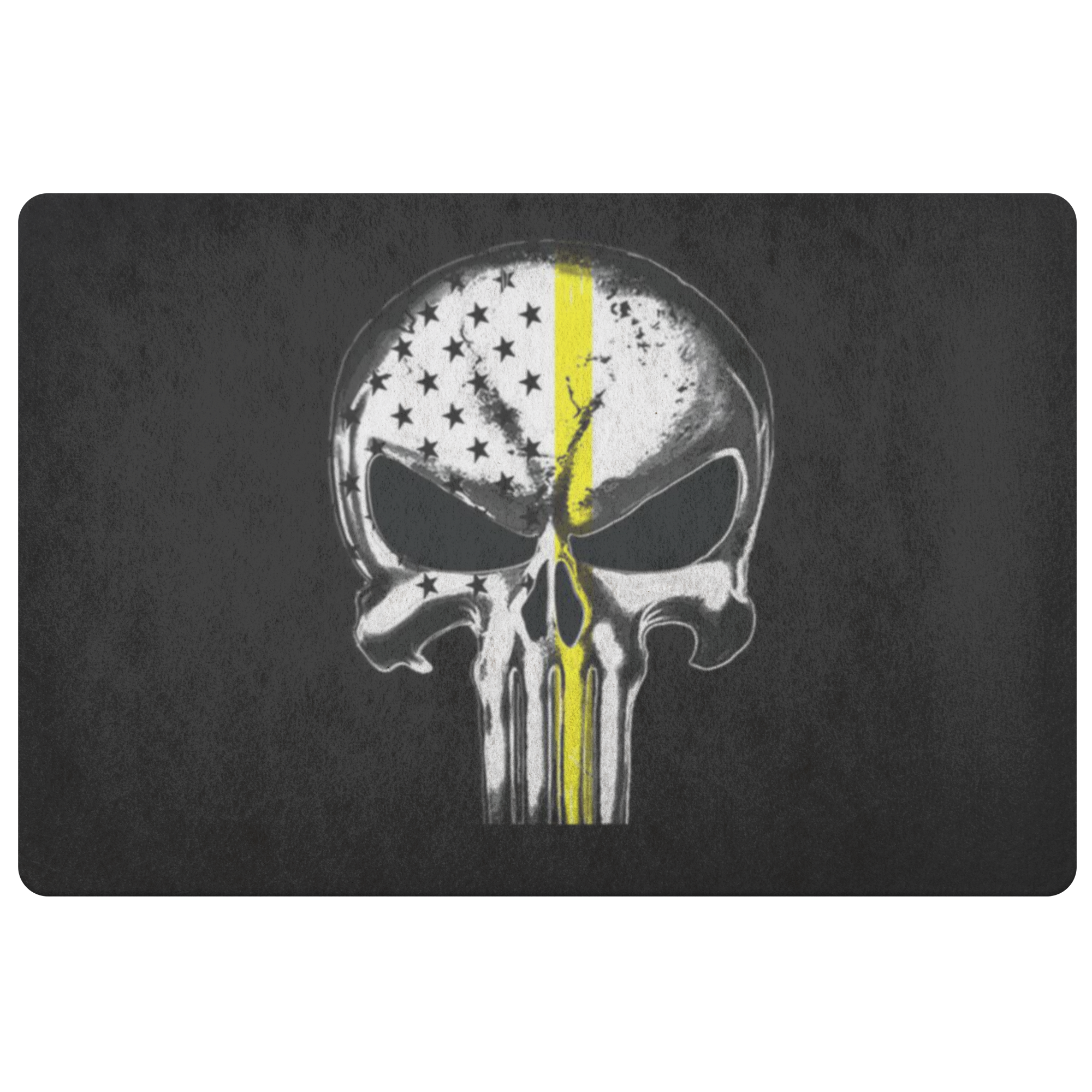 Thin Yellow Line Skull Doormat
