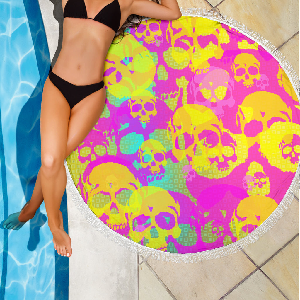 Yellow skulls beach blanket