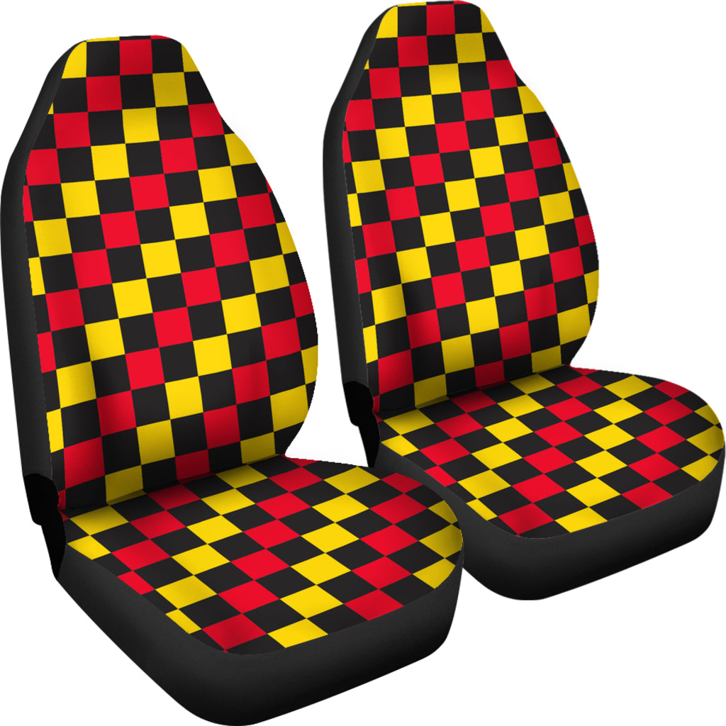 Red and yellow Check Seat Cover