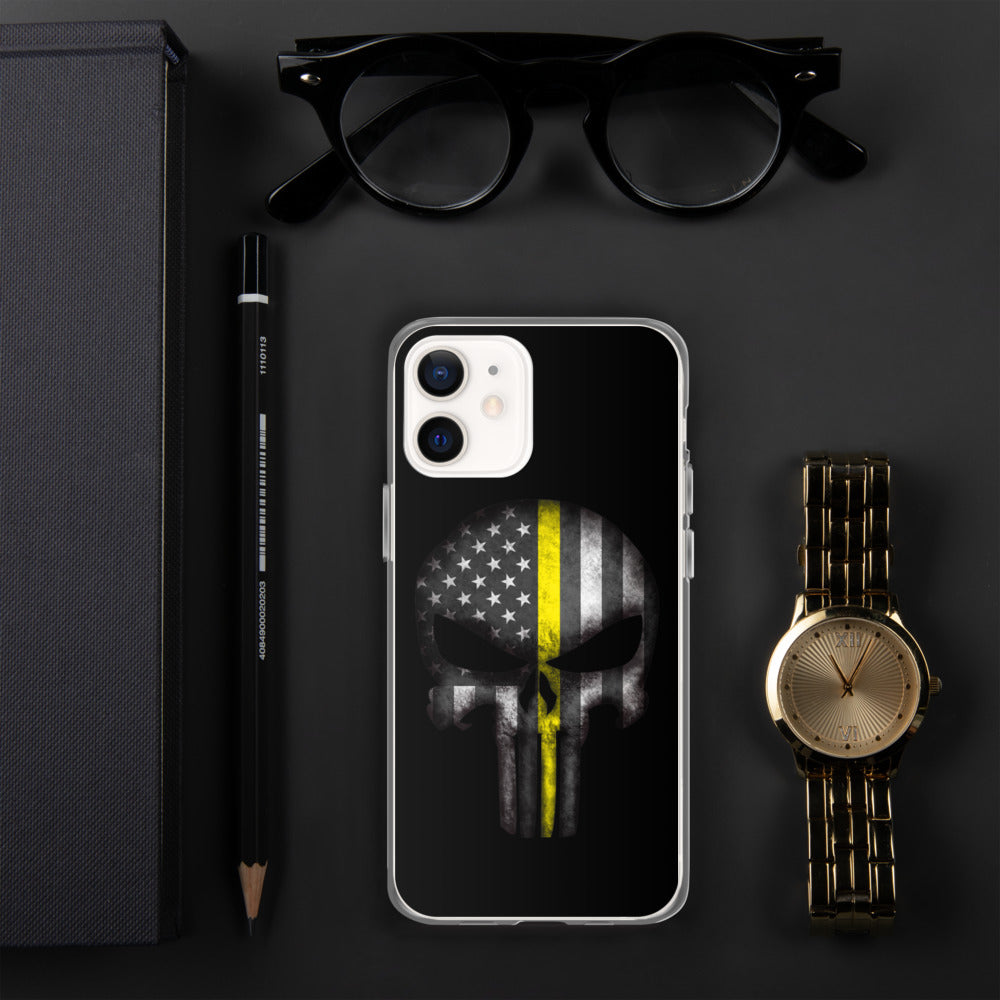 Thin Yellow Line Skull iPhone Case