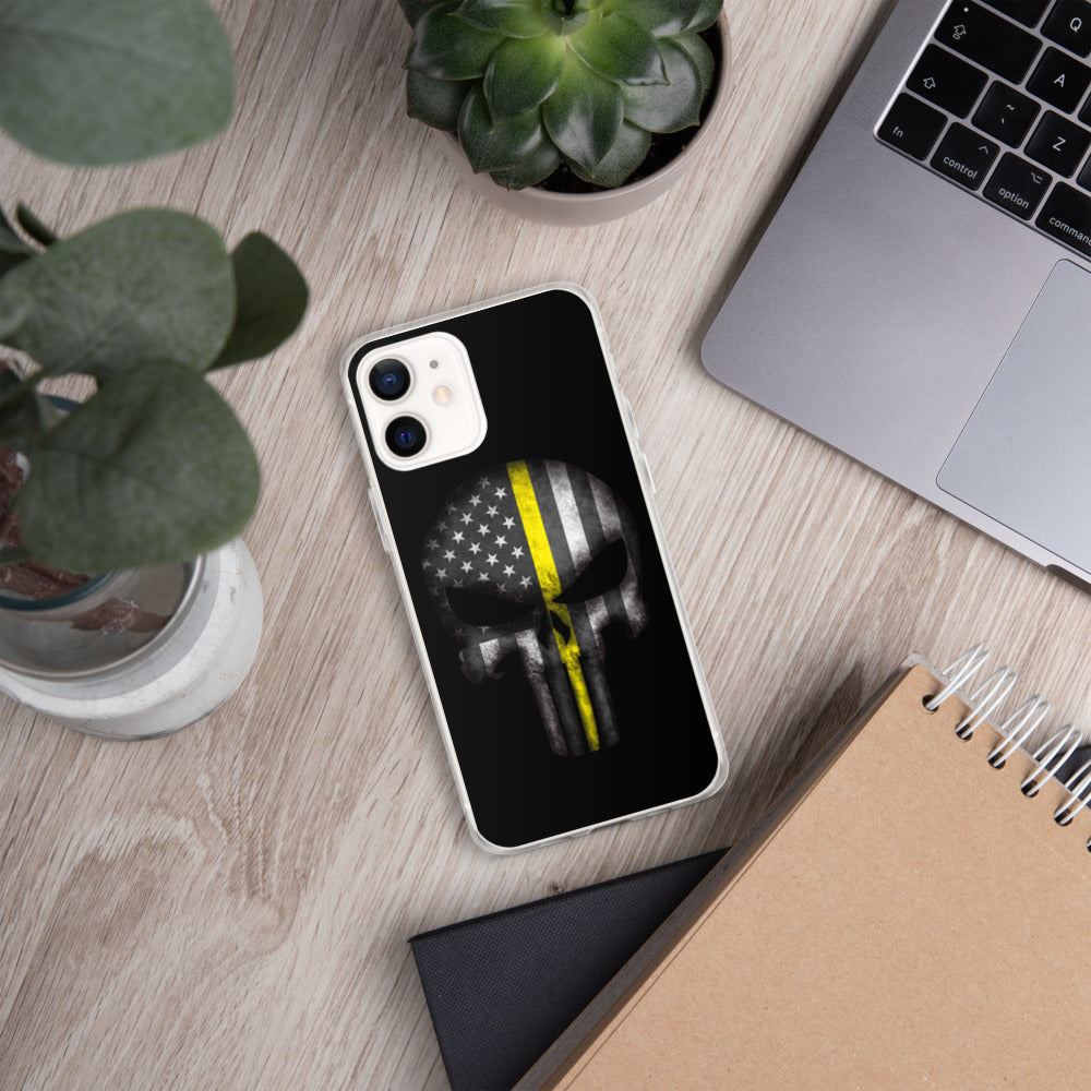 Thin Yellow Line Skull iPhone Case