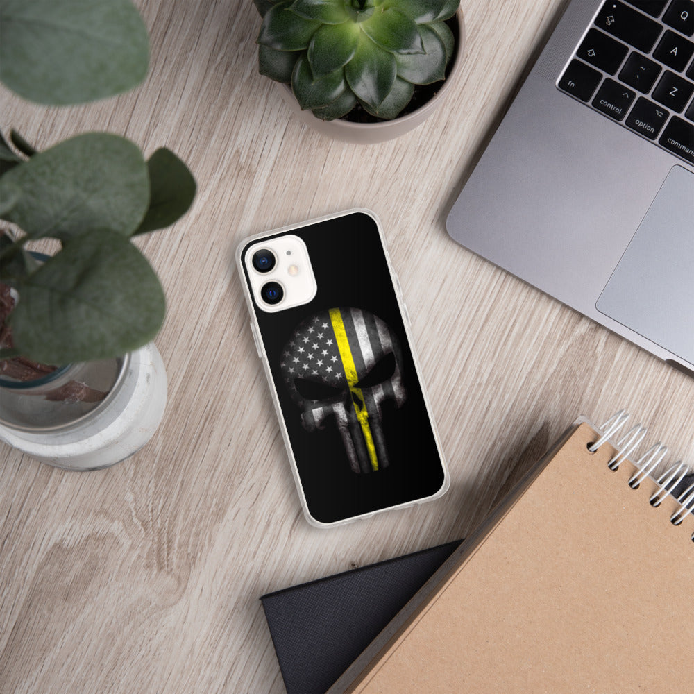 Thin Yellow Line Skull iPhone Case