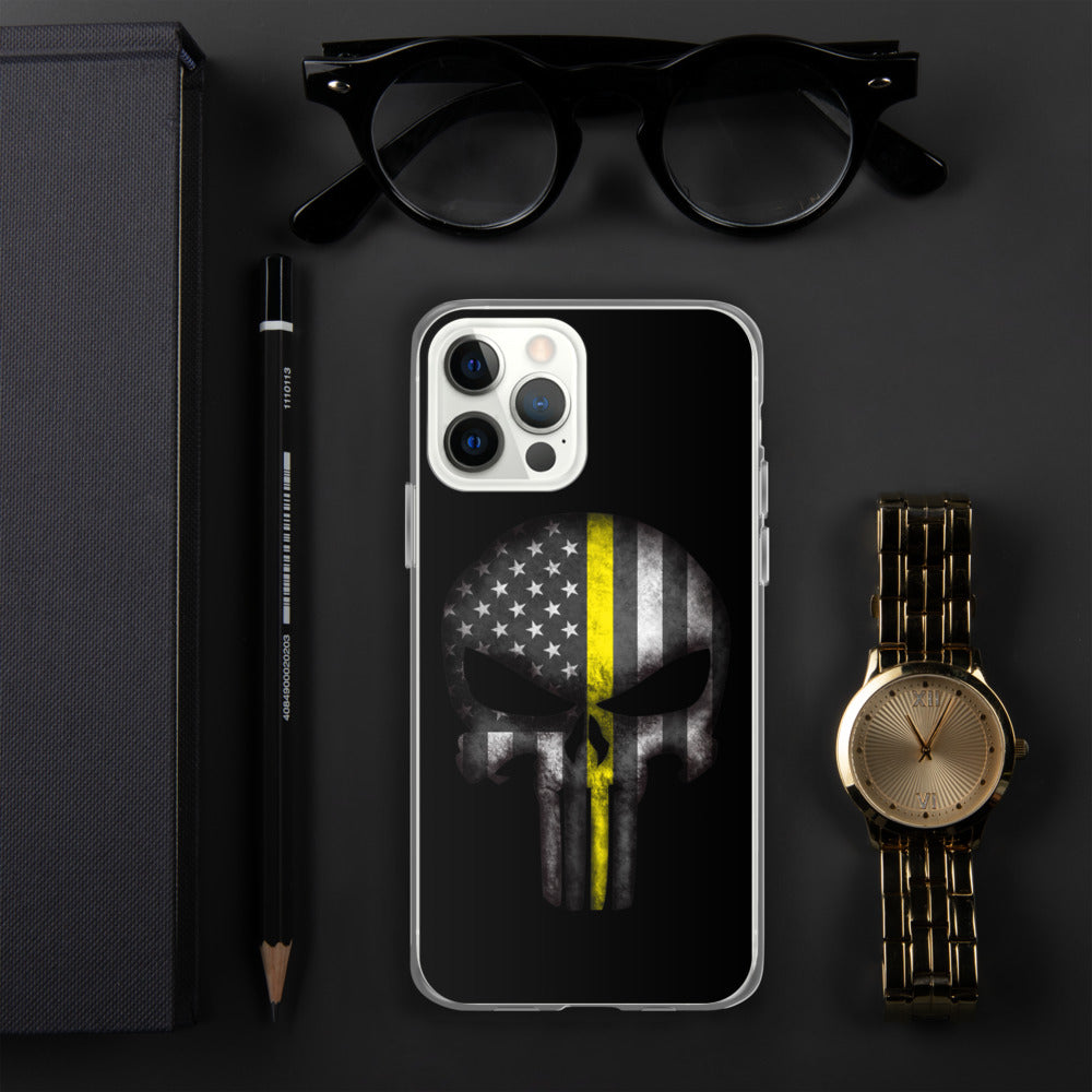 Thin Yellow Line Skull iPhone Case