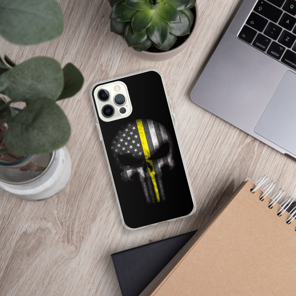 Thin Yellow Line Skull iPhone Case
