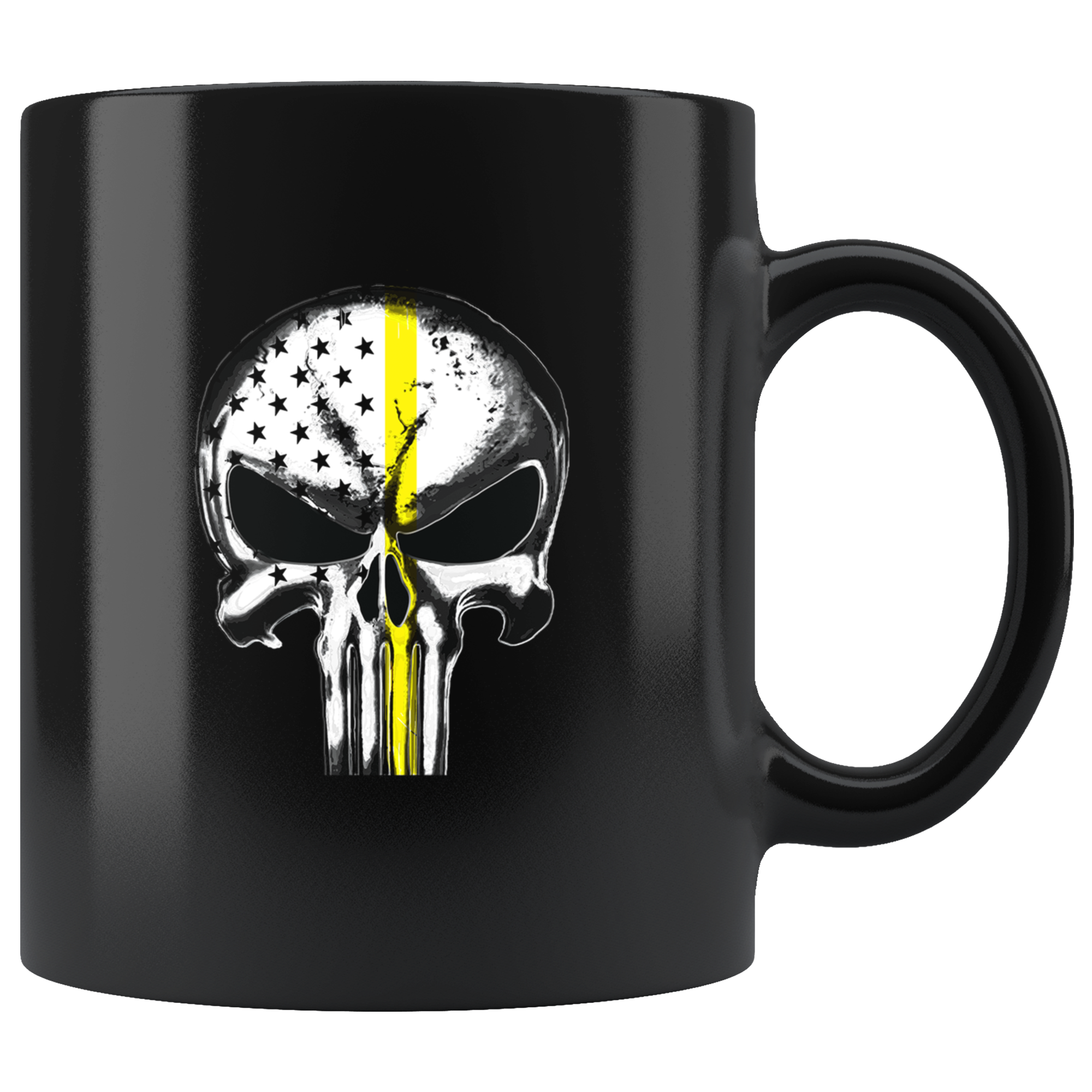 Thin yellow line skull mug