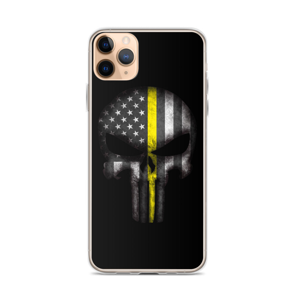 Thin Yellow Line Skull iPhone Case