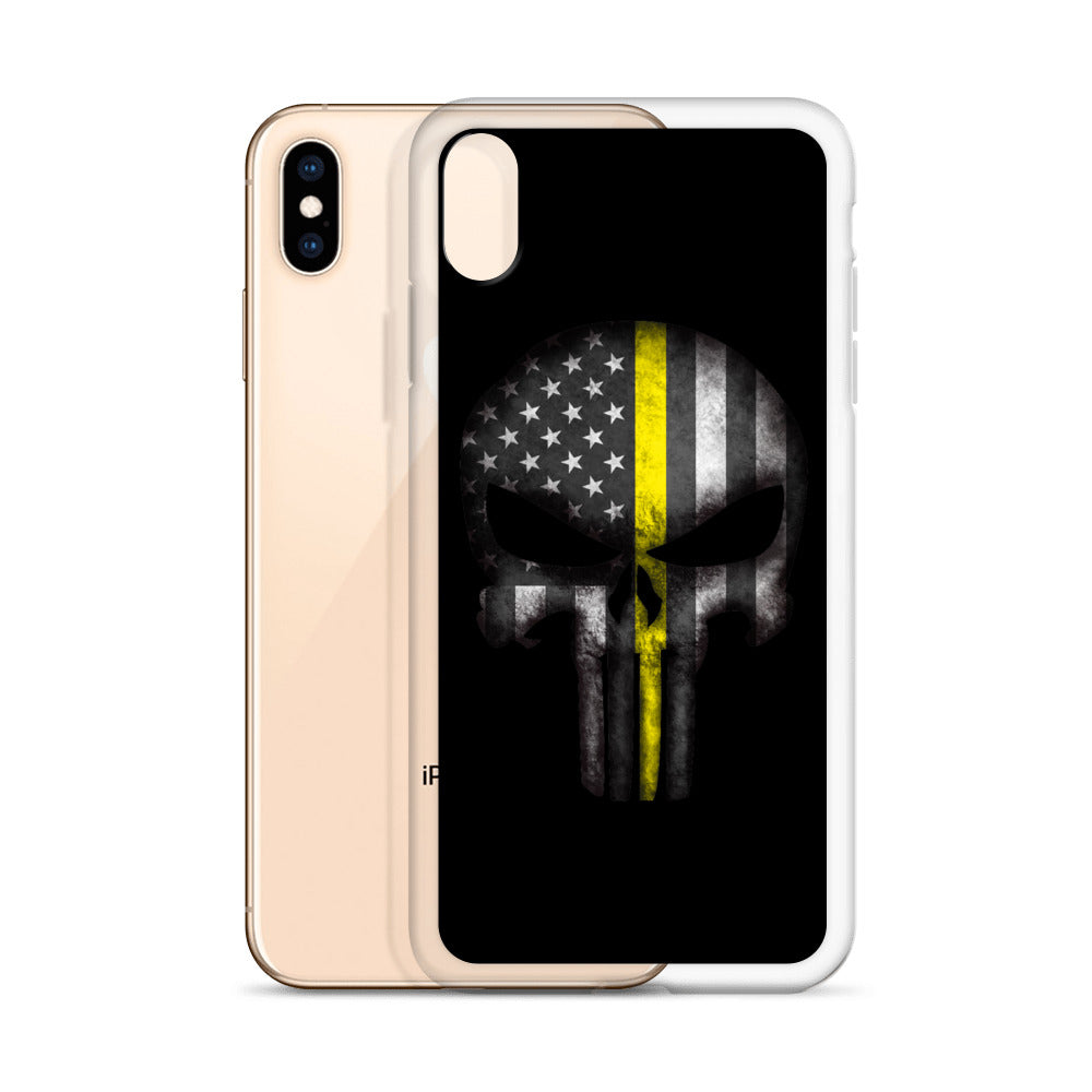 Thin Yellow Line Skull iPhone Case