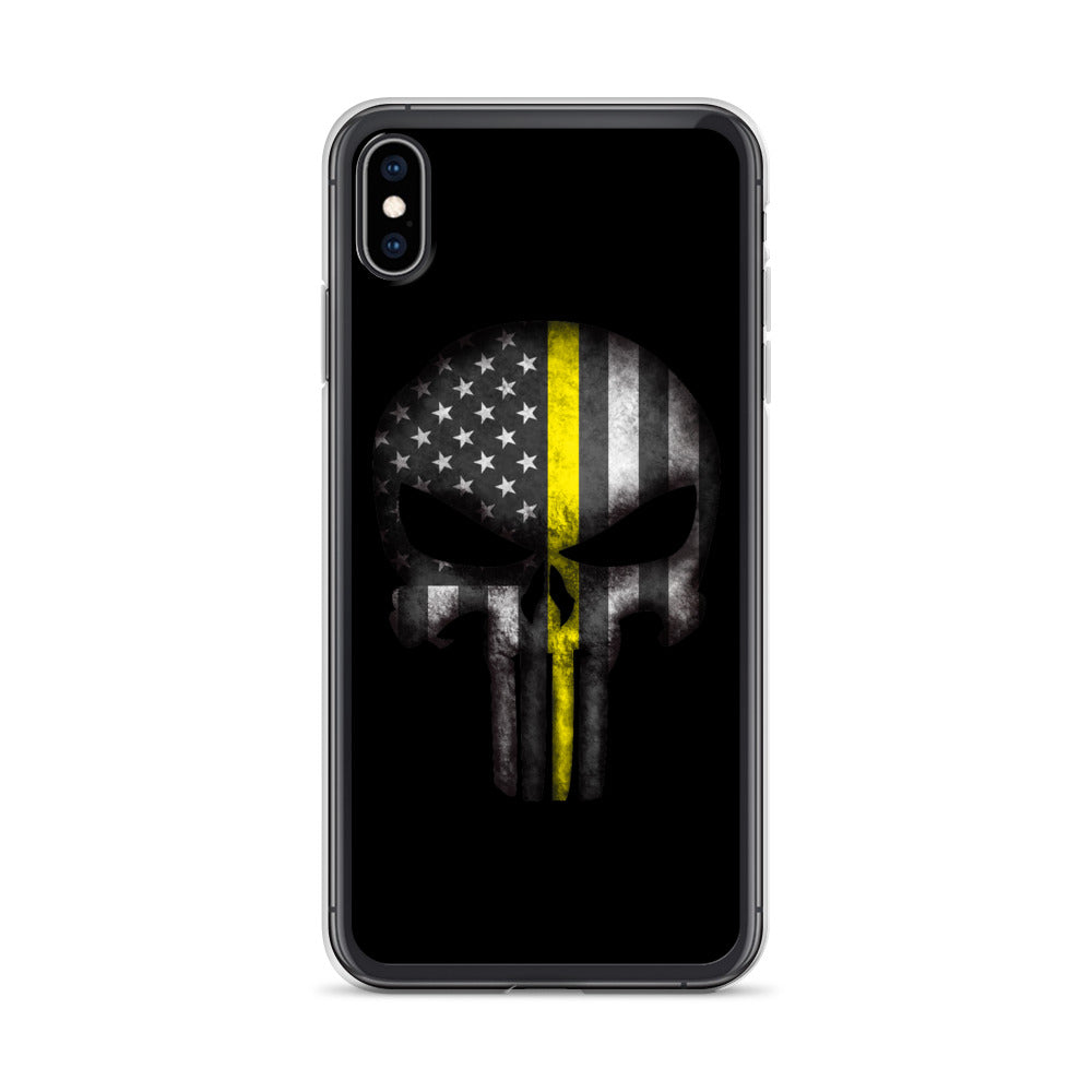 Thin Yellow Line Skull iPhone Case