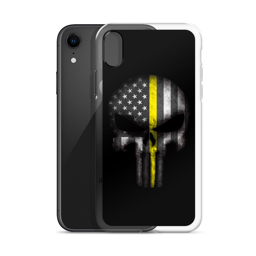 Thin Yellow Line Skull iPhone Case