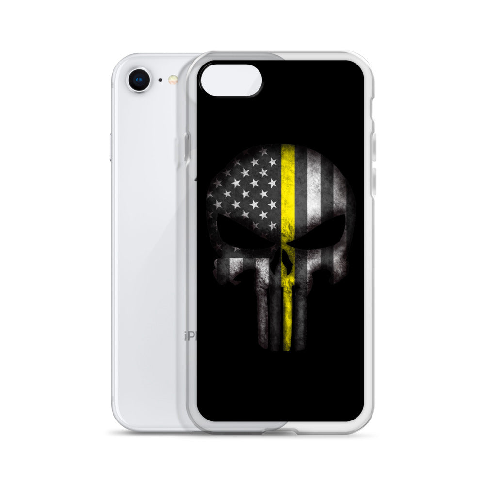 Thin Yellow Line Skull iPhone Case