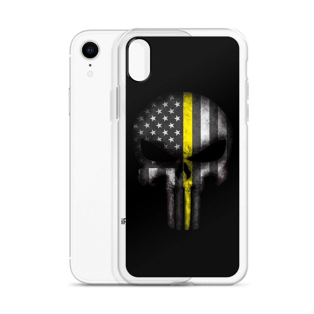 Thin Yellow Line Skull iPhone Case