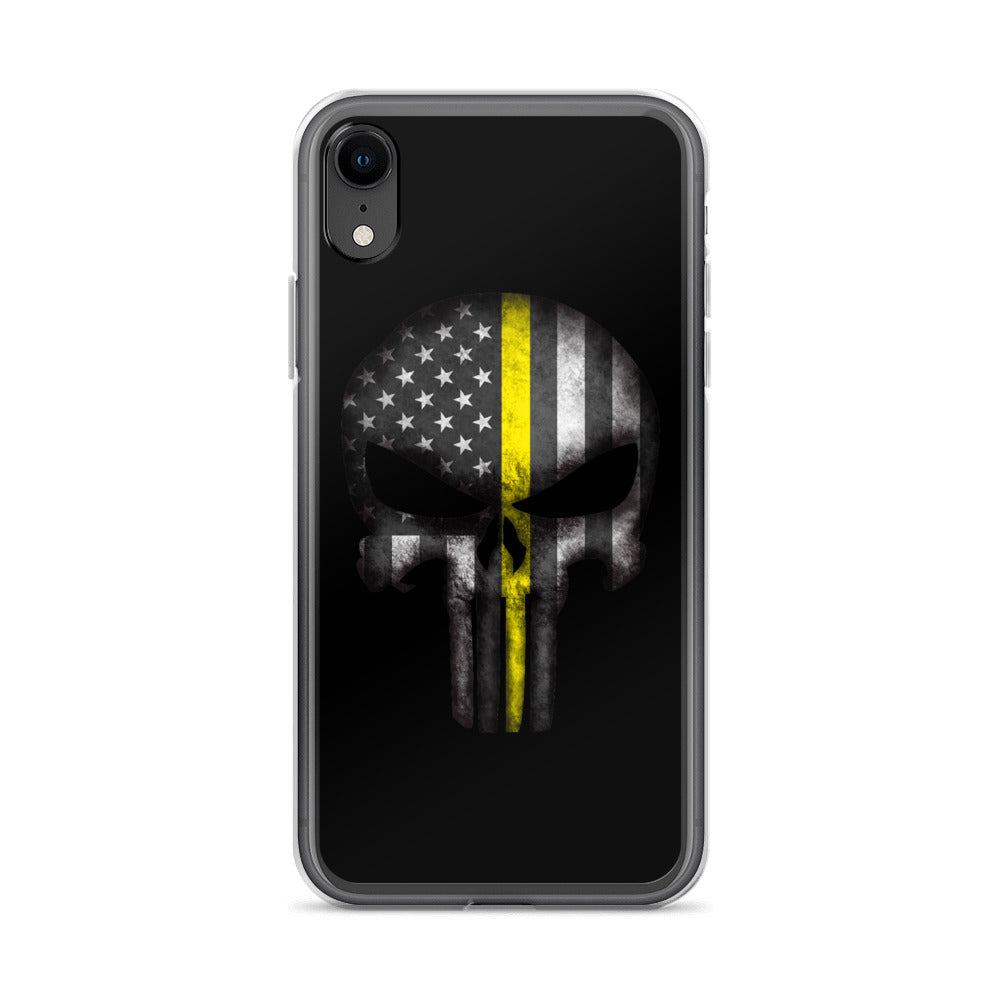 Thin Yellow Line Skull iPhone Case