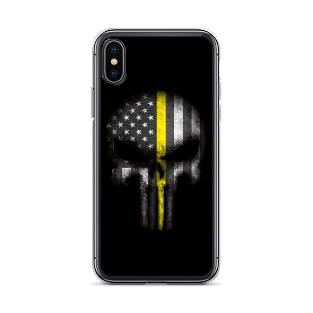 Thin Yellow Line Skull iPhone Case